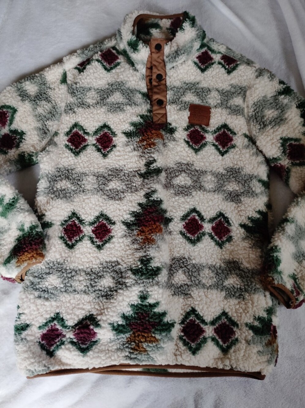 Home Free West Virginia 1/4 Button Pullover Sweater, Aztec Sherpa Alike